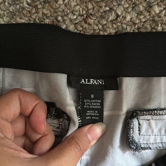 Alfani Black Blue & White Square Pattern Slim Fitting Pants - Picture 4 of 5